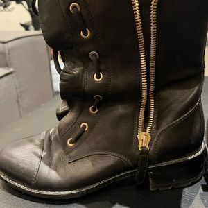 Valentino Ruffle Combat Boots